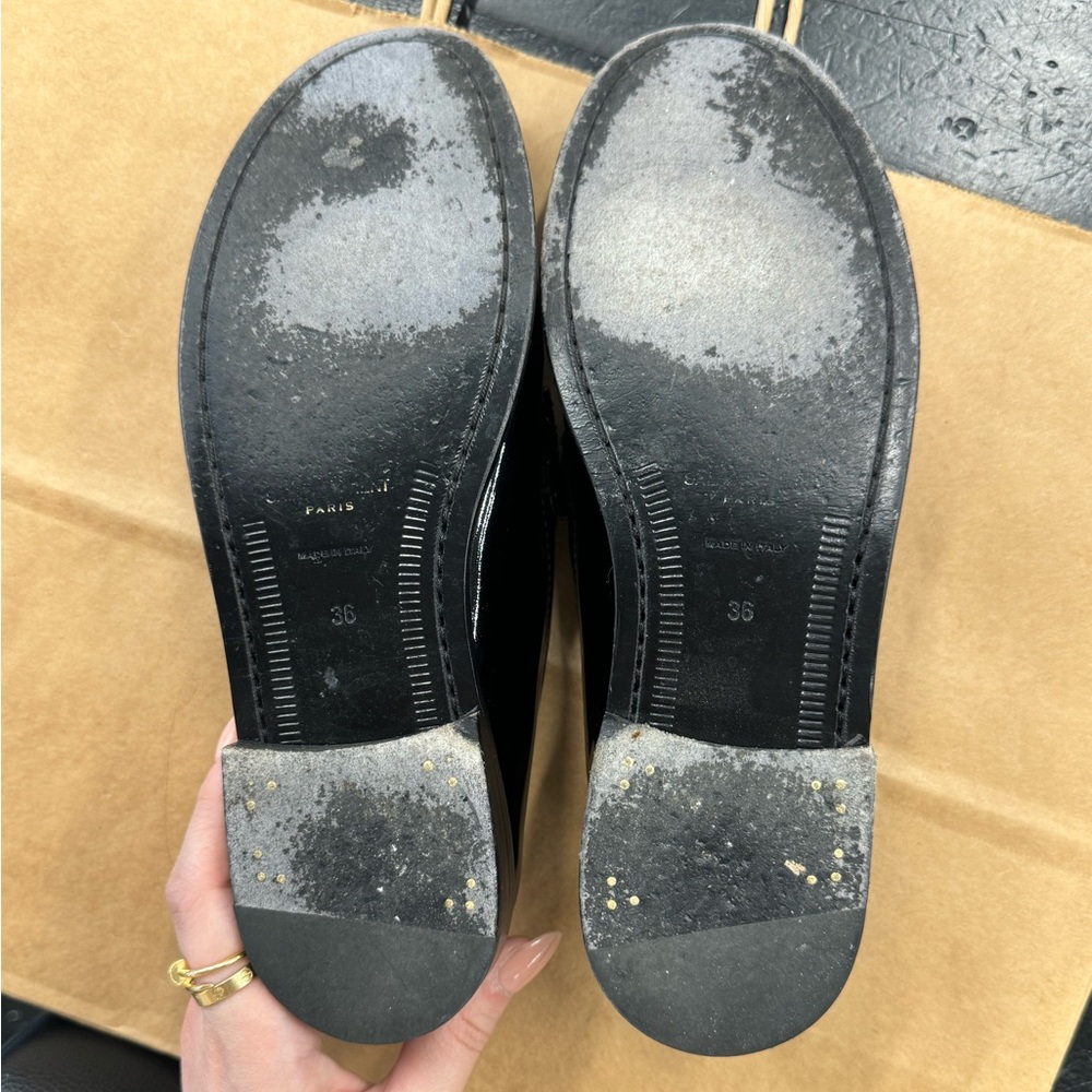 Saint Laurent Black Patent Leather Penny Loafers - Picture 7 of 11